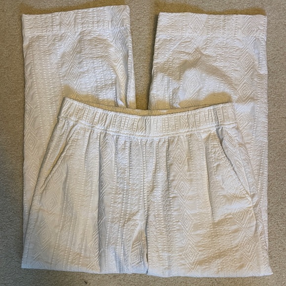 Cynthia Rowley Pants - Cynthia Rowley Women’s White Patterned Wide Leg Cotton Pants. Size Large.
